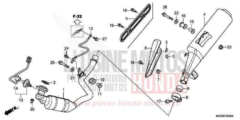 ABGAS-SCHALLDAEMPFER von NC700X DCT DARKNESS BLACK METALLIC (NH463) von 2013